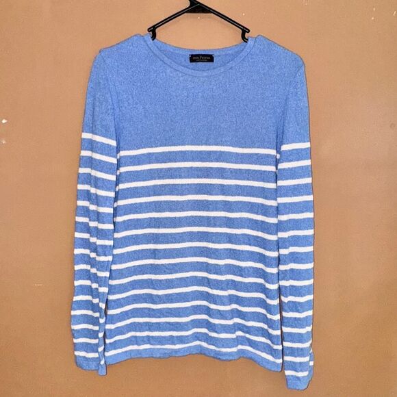 Phil Petter Wool Knit Blue Striped Designer Sweater - Picture 4 of 8